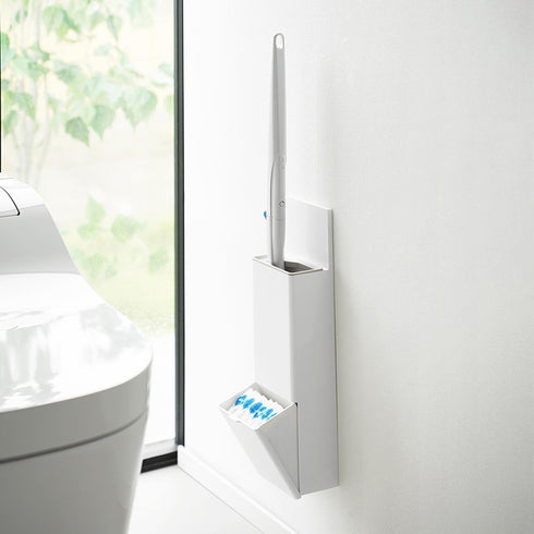 ウォール替えブラシ収納付き流せるトイレブラシホルダー プレート 石こうボード壁対応.|s9